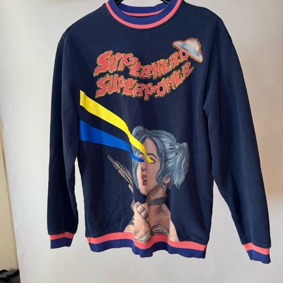 MUKZIN “Superhero” Navy Studded Sweater - Picture 2 of 6